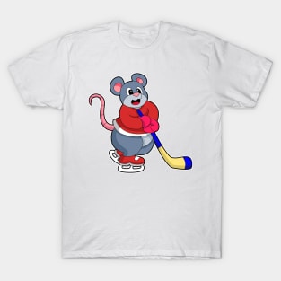 Rat at Ice hockey with Ice hockey stick T-Shirt